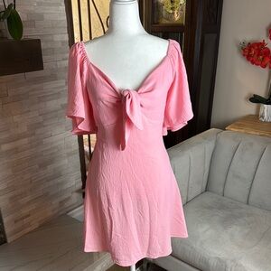 Pink Tie-Front Dress